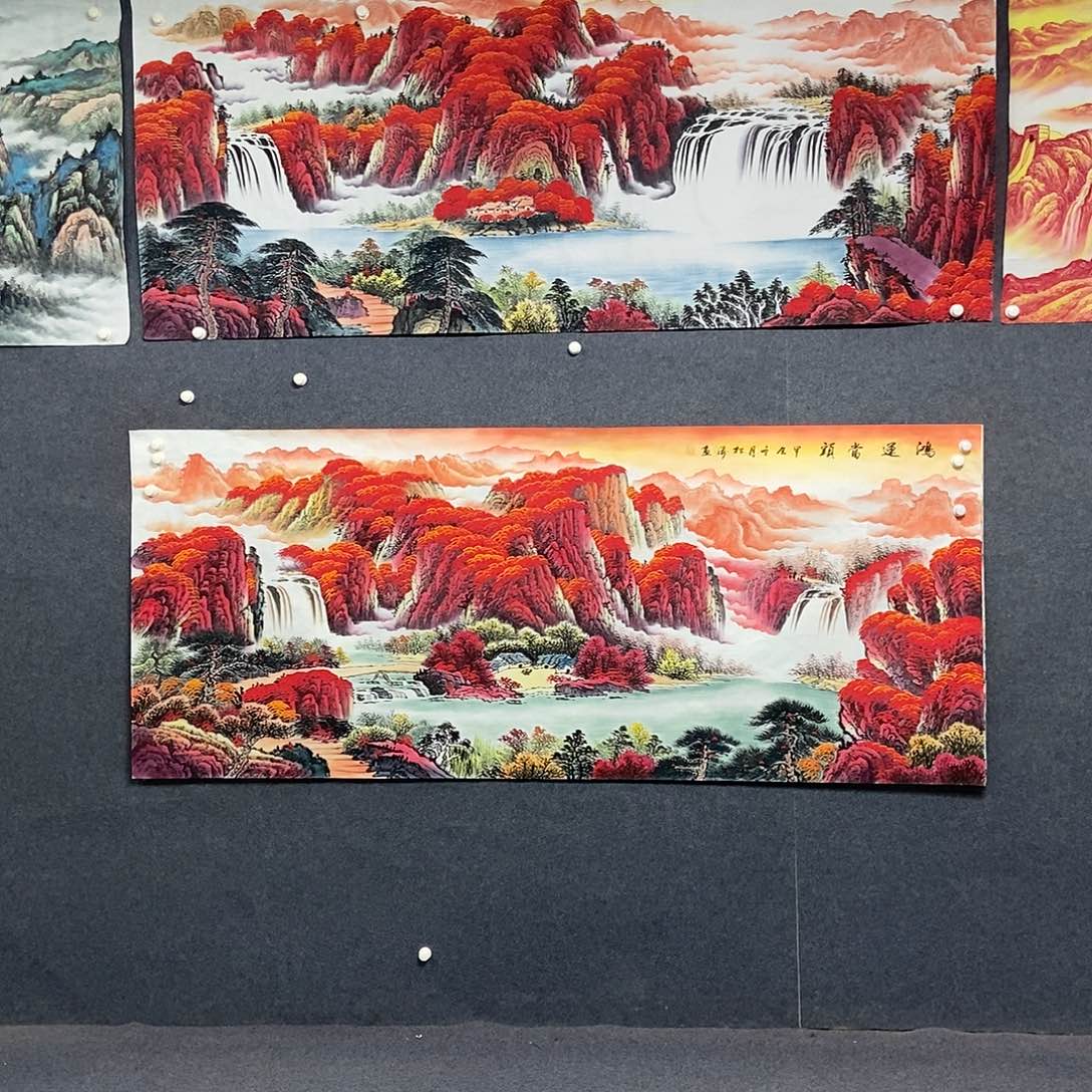 国画小八尺山水一副