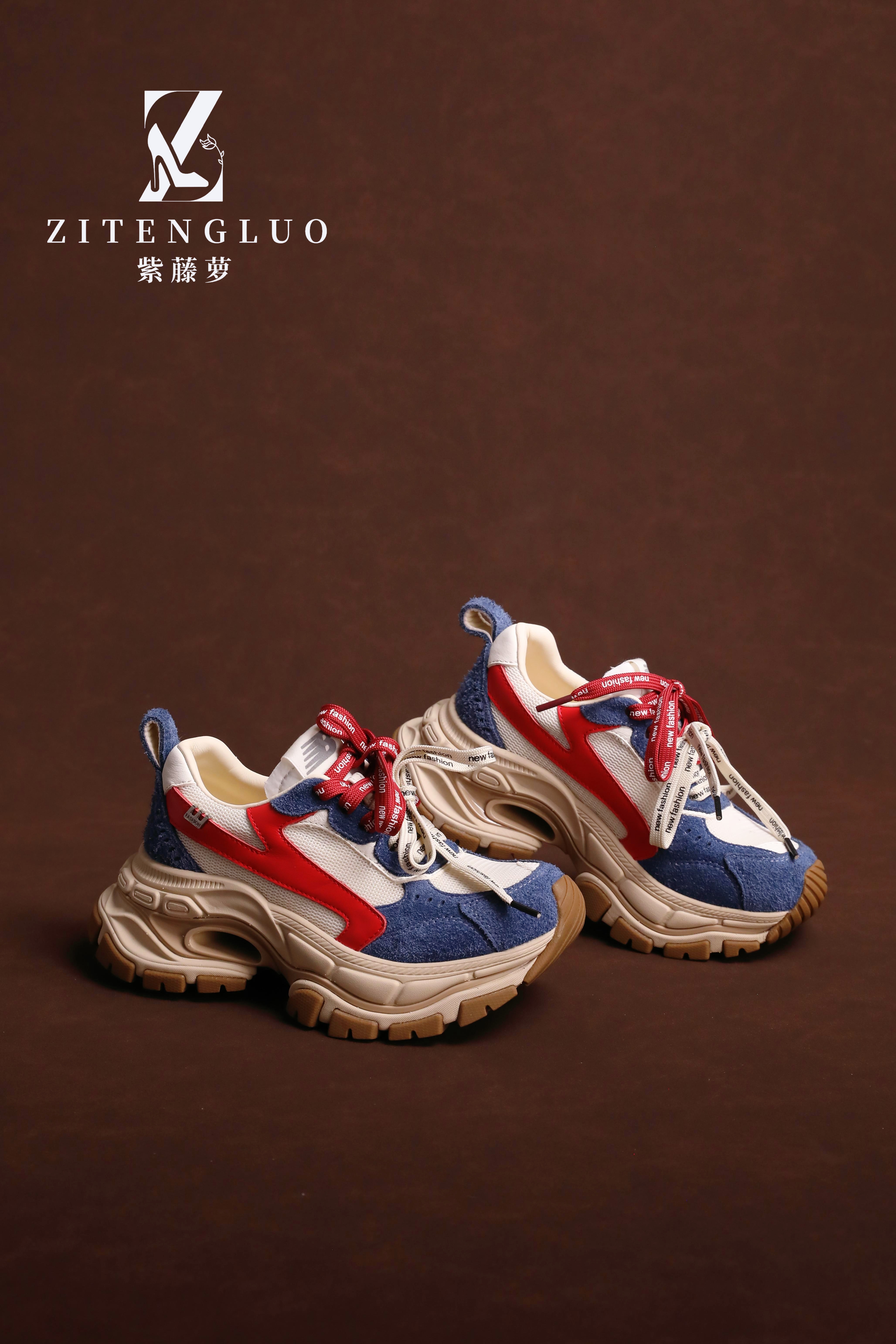 ZiTengLuo/新款时尚纯皮休闲撞色潮流百搭女网鞋8083-130