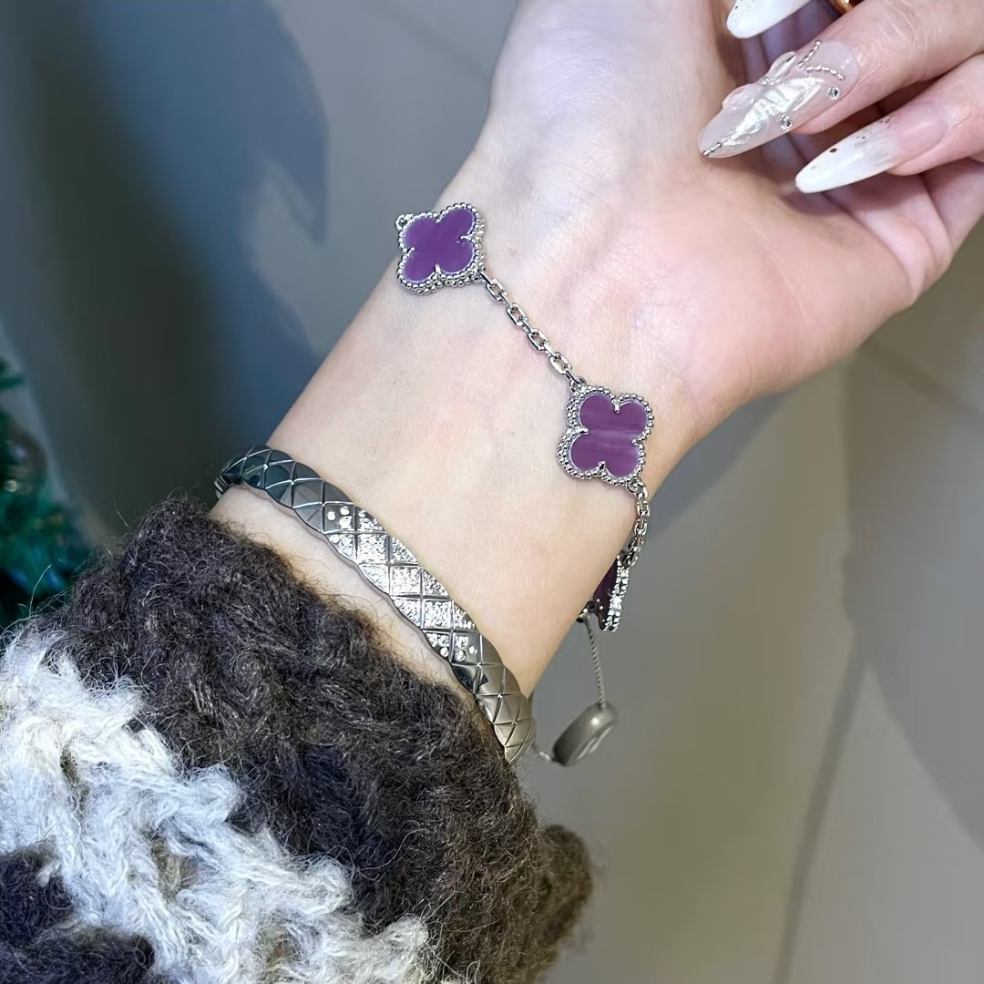 铜合金手链 高版紫罗兰五棵花手链316