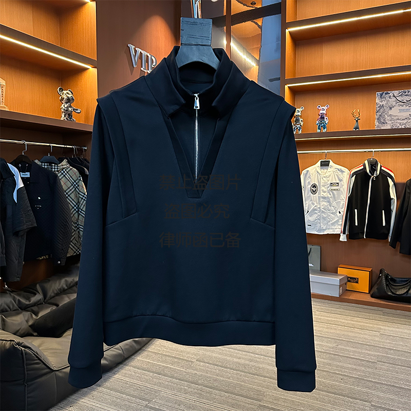 WY4107//2025SS*春款半拉链假两件纯色套头卫衣宽松【雪儿】