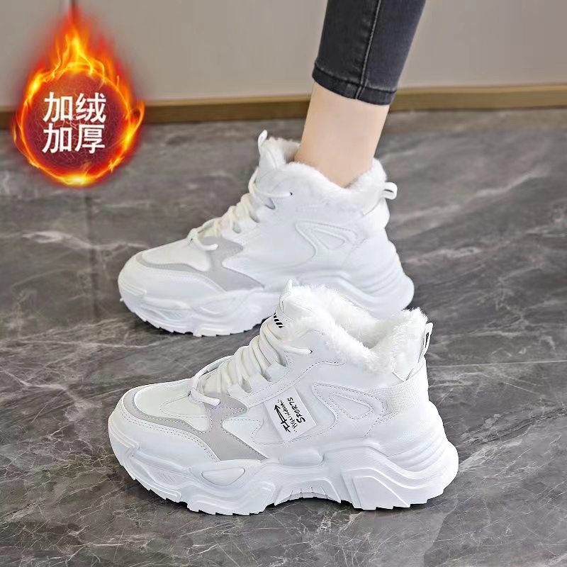 女生秋新款高帮加绒休闲板鞋老爹鞋CK819-5