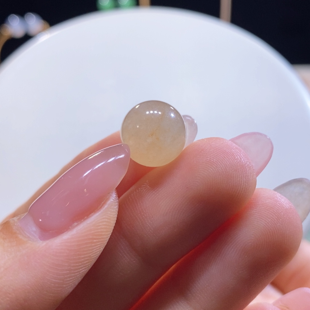 翡翠未镶嵌颈饰翡翠夕阳色圆珠卡12.3