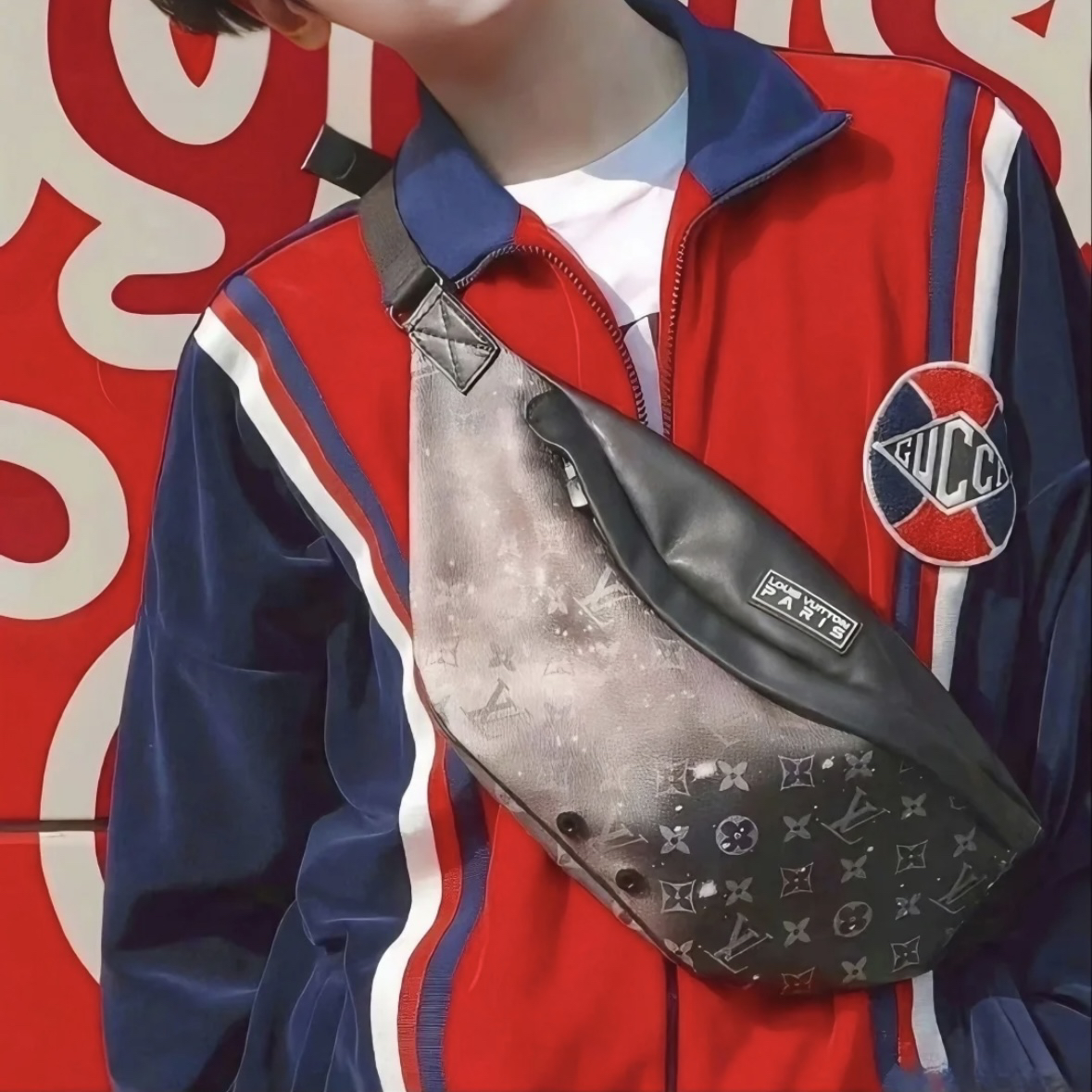 99新 GUCCI/古驰 红蓝配色丝绒立领外套 XS码 带吊牌 GM001985