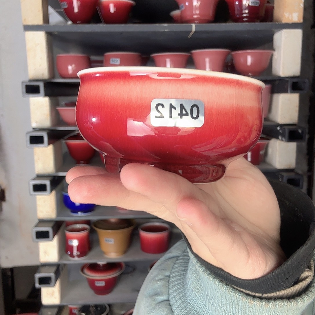 瓷片景德镇豇豆红陶瓷