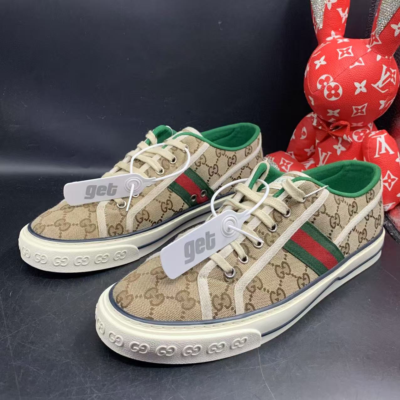 95新 GUCCI/古驰 乌木色1977时尚老花板鞋多码数