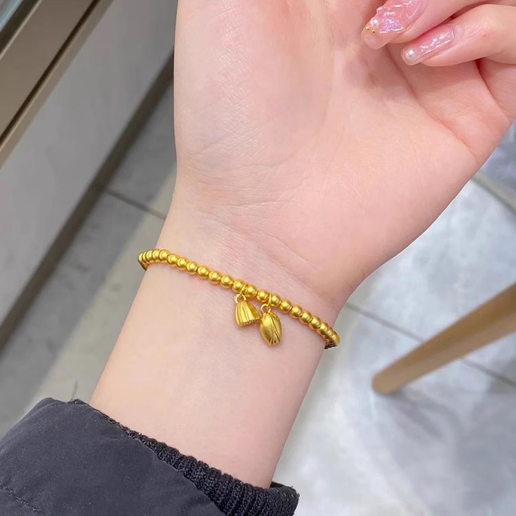 钛钢手链 古法两世欢莲蓬手链女手环不掉色弹力绳手串轻奢配饰品