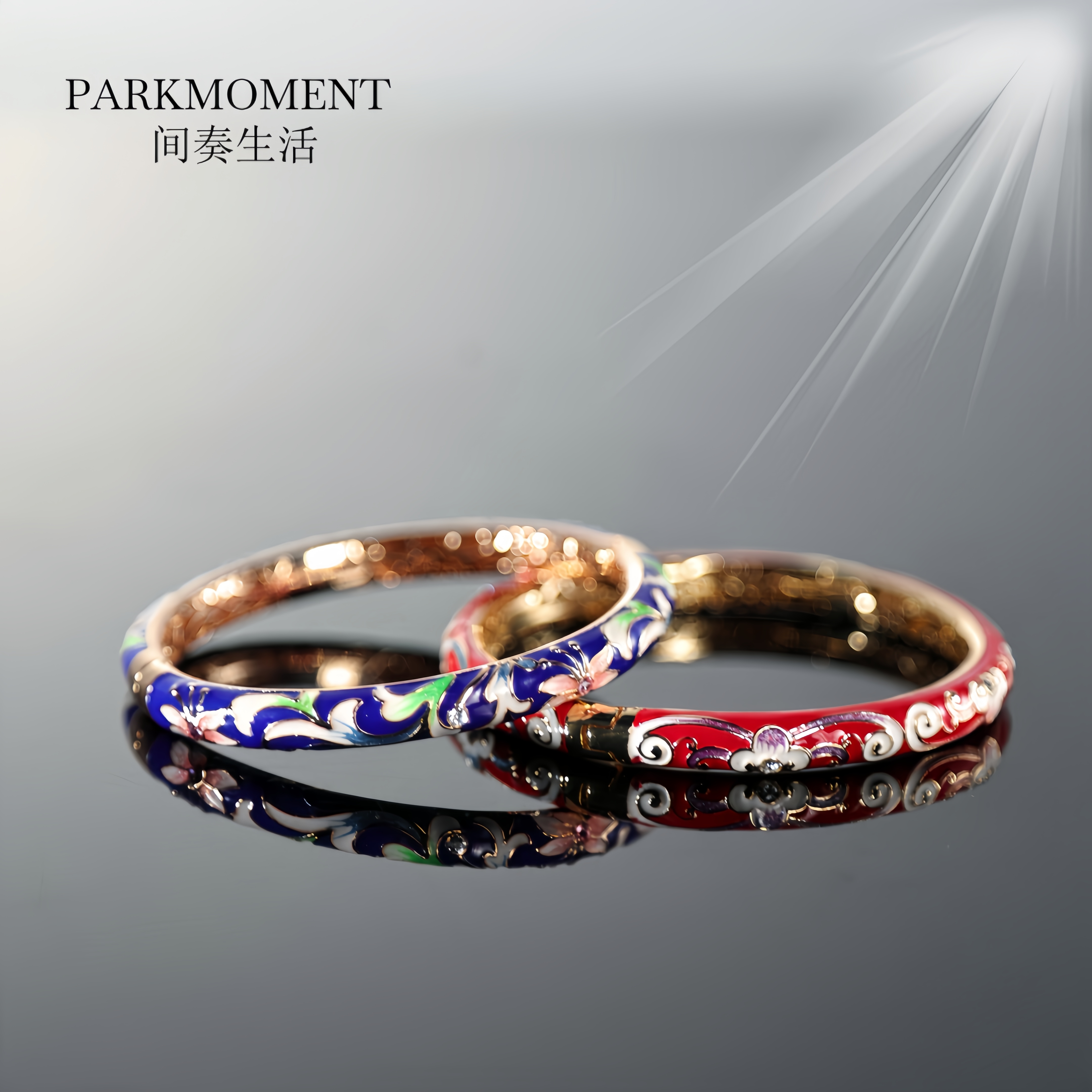 合金珐琅手镯 正品景泰蓝手镯开口镶钻珐琅镯中式手镯节日礼品