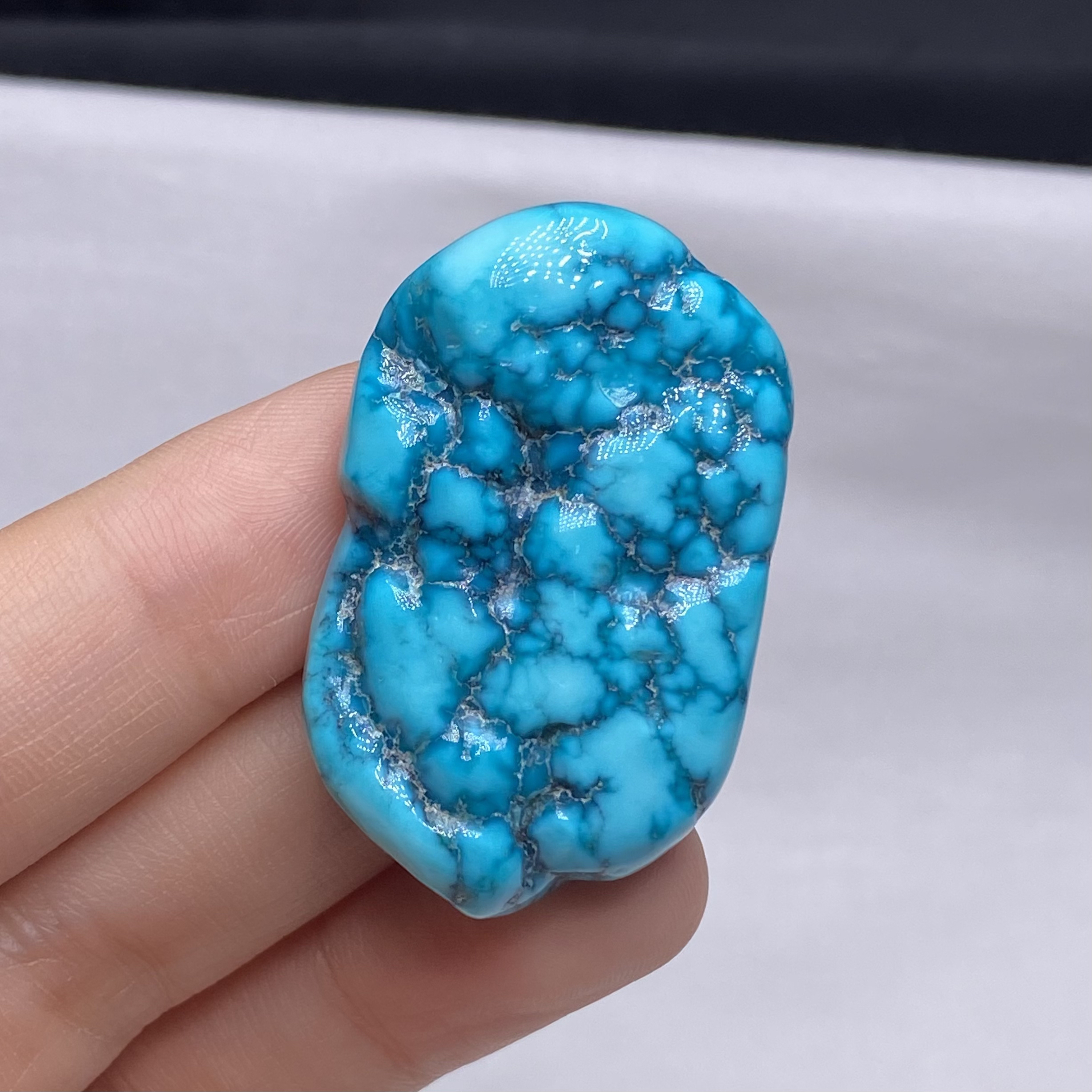 绿松石随型吊坠高瓷蓝玉化蓝可定制打孔24.3x39.7x11.6mm重18.47g