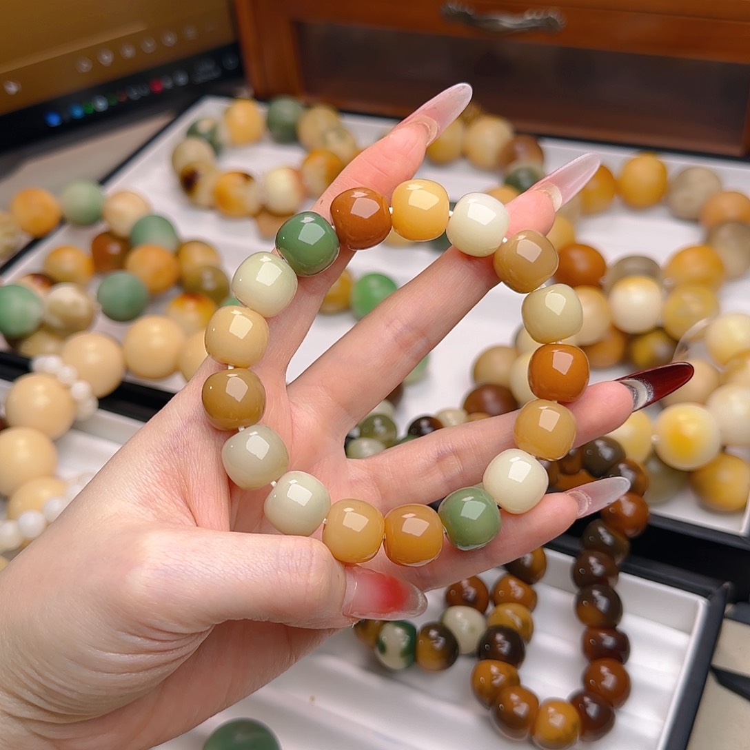 菩提根/象牙果手串卡13.8老型桶珠微瑕