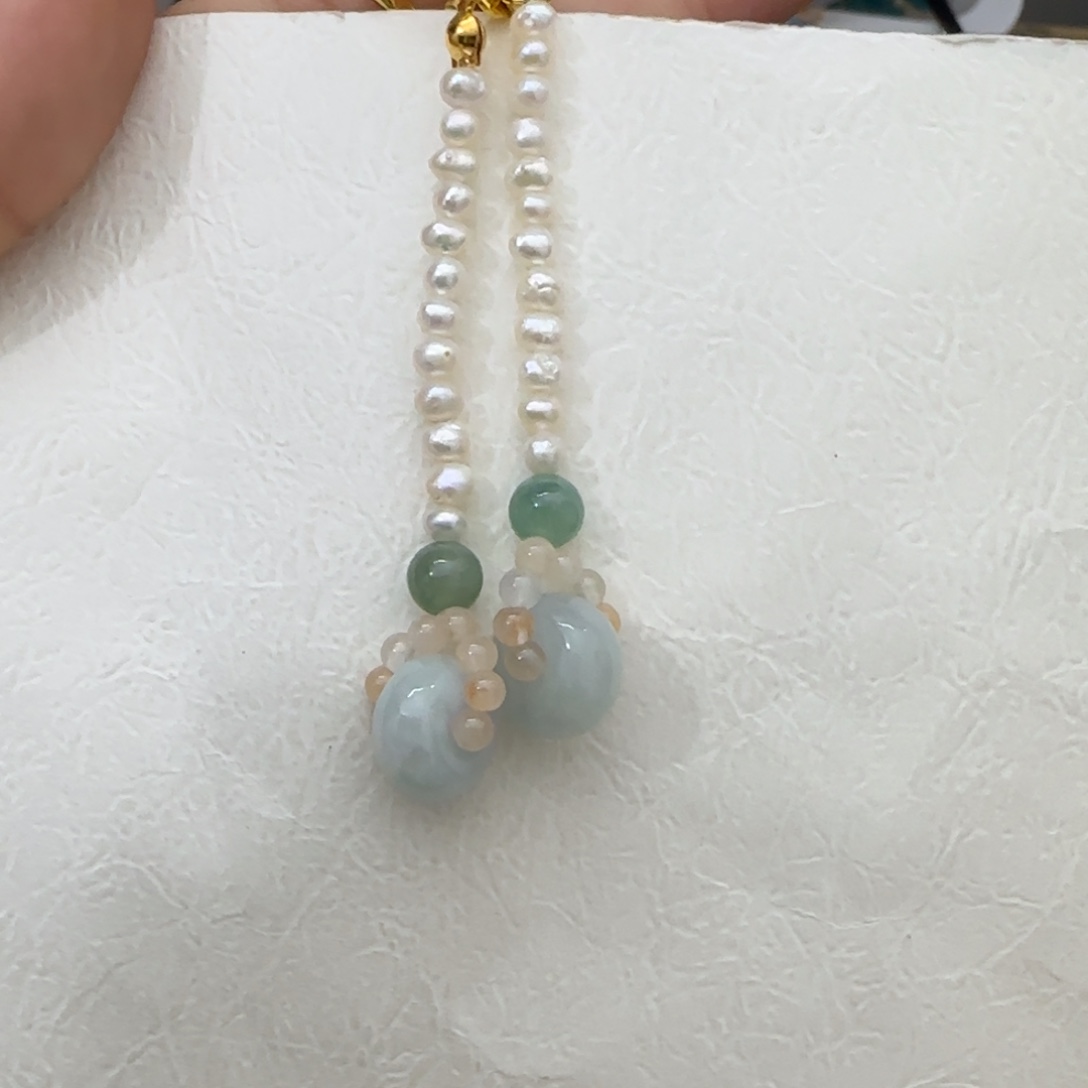 醋酸铁合金翡翠珍珠耳夹