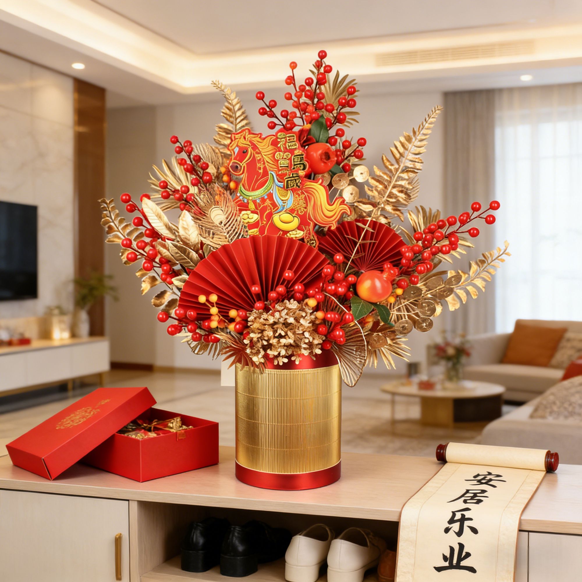 【吉星高照】节节高大号抱抱桶 年宵花送礼乔迁开业装饰福桶摆件