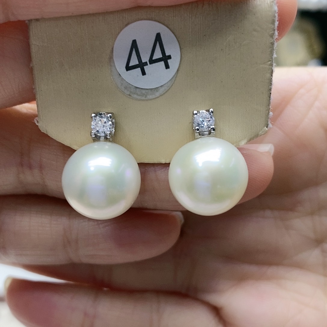 淡水珍珠耳饰银S925镶嵌