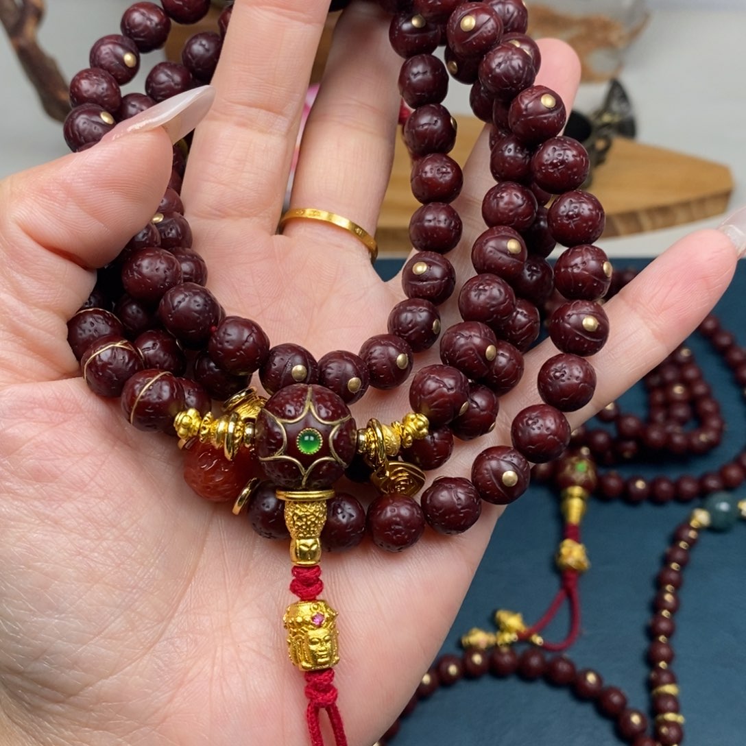 手串凤眼菩提108金钉金满配9.5