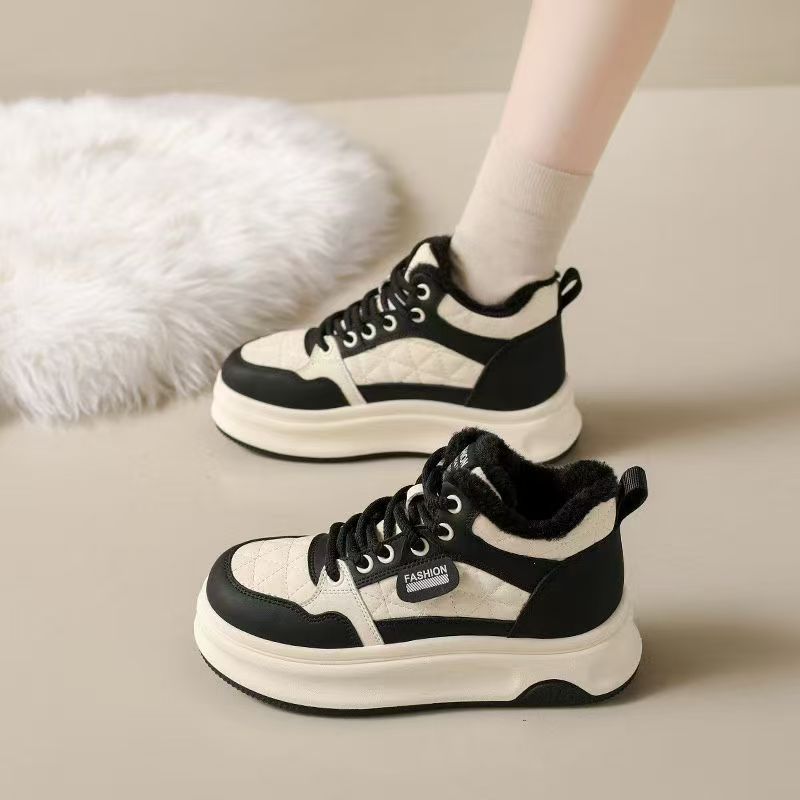 FE827新款系带中帮圆头舒适百搭厚底时尚休闲鞋