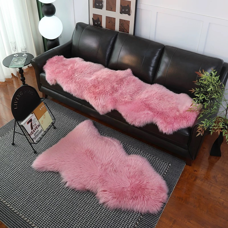 纯羊毛皮毛防滑一体沙发垫飘窗垫汽车坐垫卧室床毯长毛绒毛毯真皮