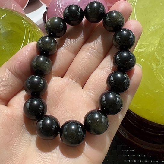黑曜岩珠宝奇石未镶嵌用****5手串