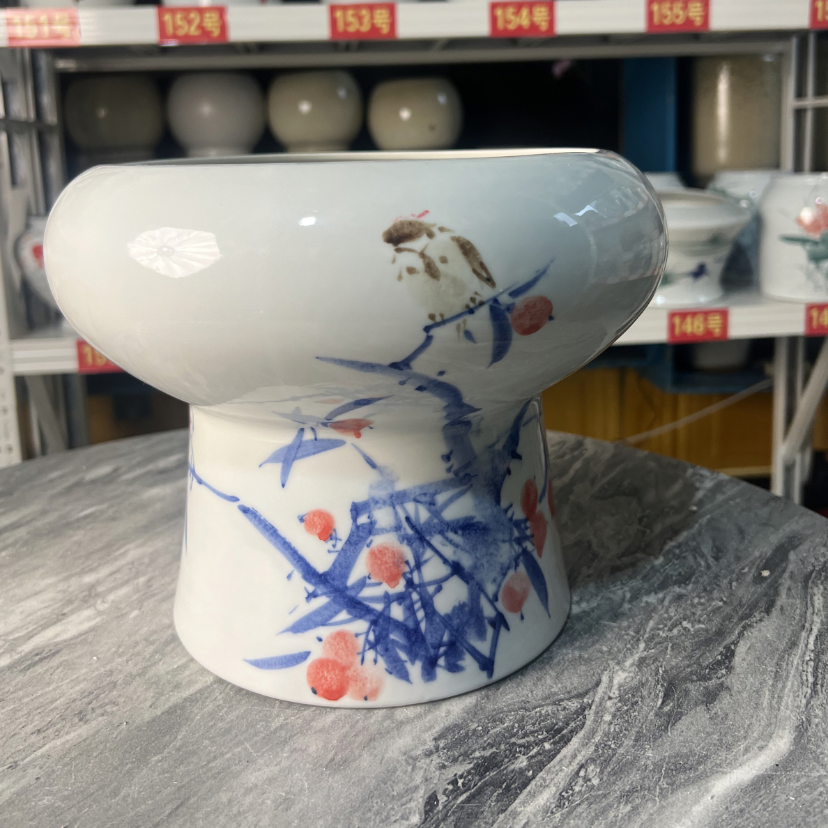 景德镇透气大口径微瑕有孔陶瓷花盆适合室内绿植家用口径20高21