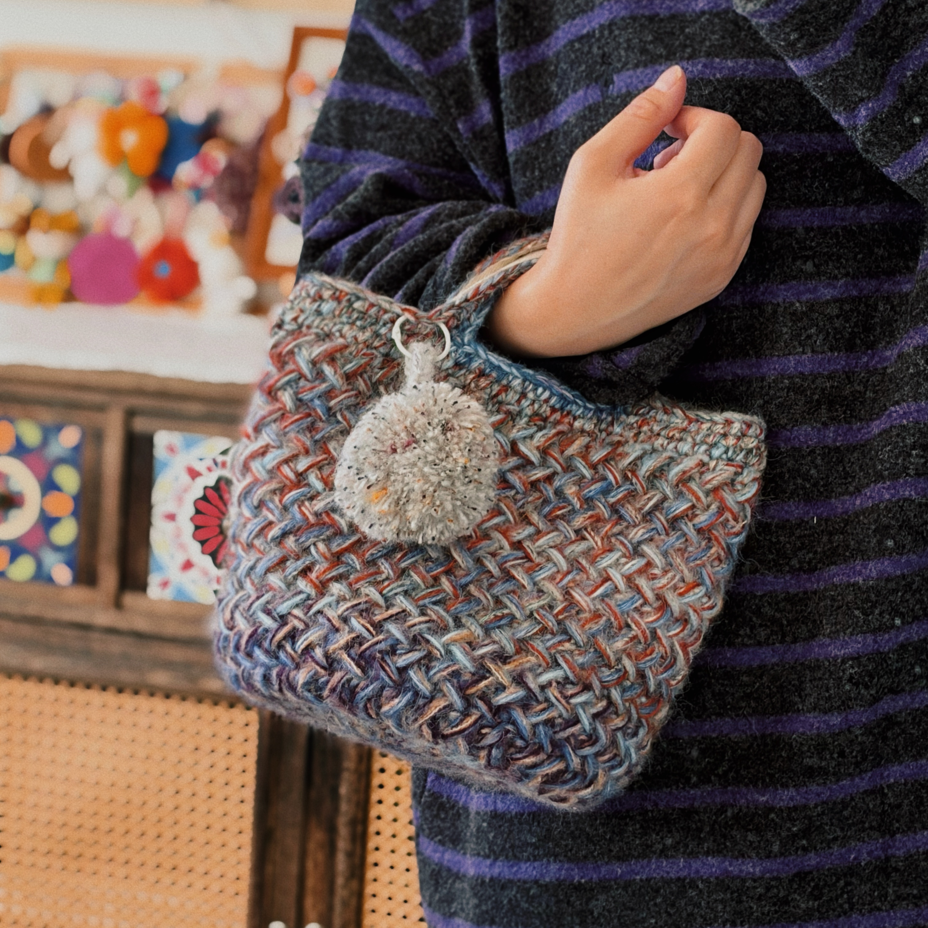 精美手工编织成品包包花朵钩针针织钩织彰显向日葵魅力爆款毛线