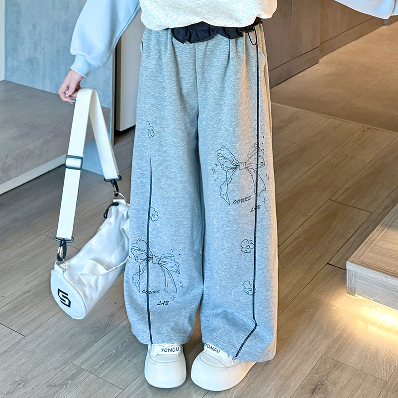 女童休闲裤春秋款2025新款儿童宽松阔腿裤子大童女孩秋季洋气卫裤