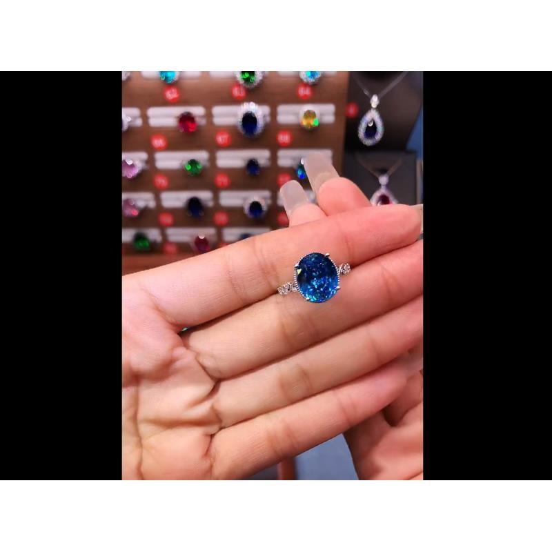 高定轻奢-精切高品质 海 蓝 宝戒指06010