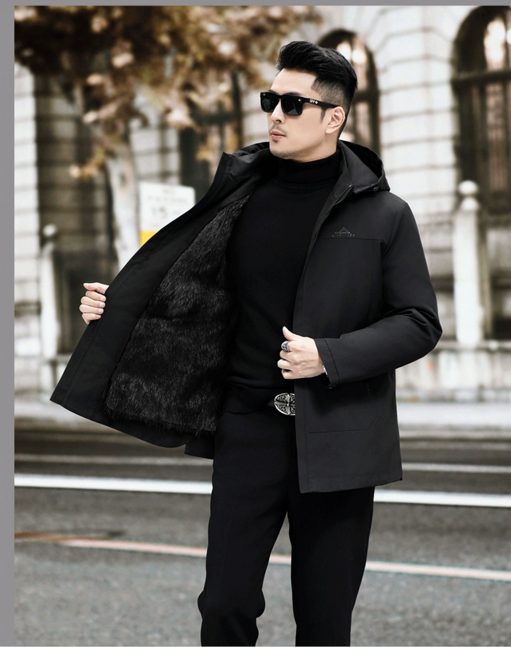 【黑整貂  内胆】青根貂整皮 真皮草 男士派克服