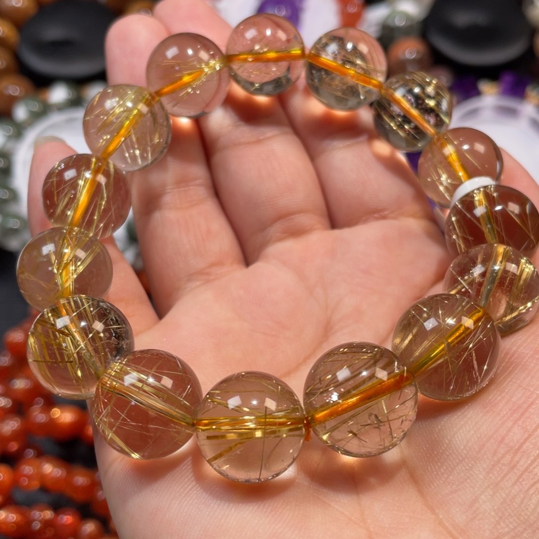 水晶手链未镶嵌金发晶15mm