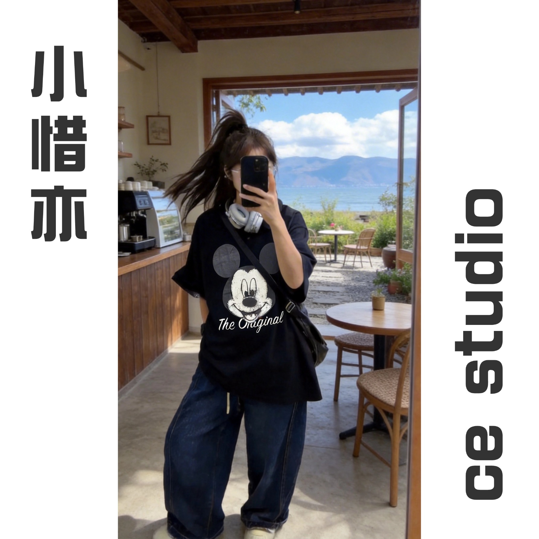 【小惜亦】夏款潮流个性宽松贴布米奇T恤12465