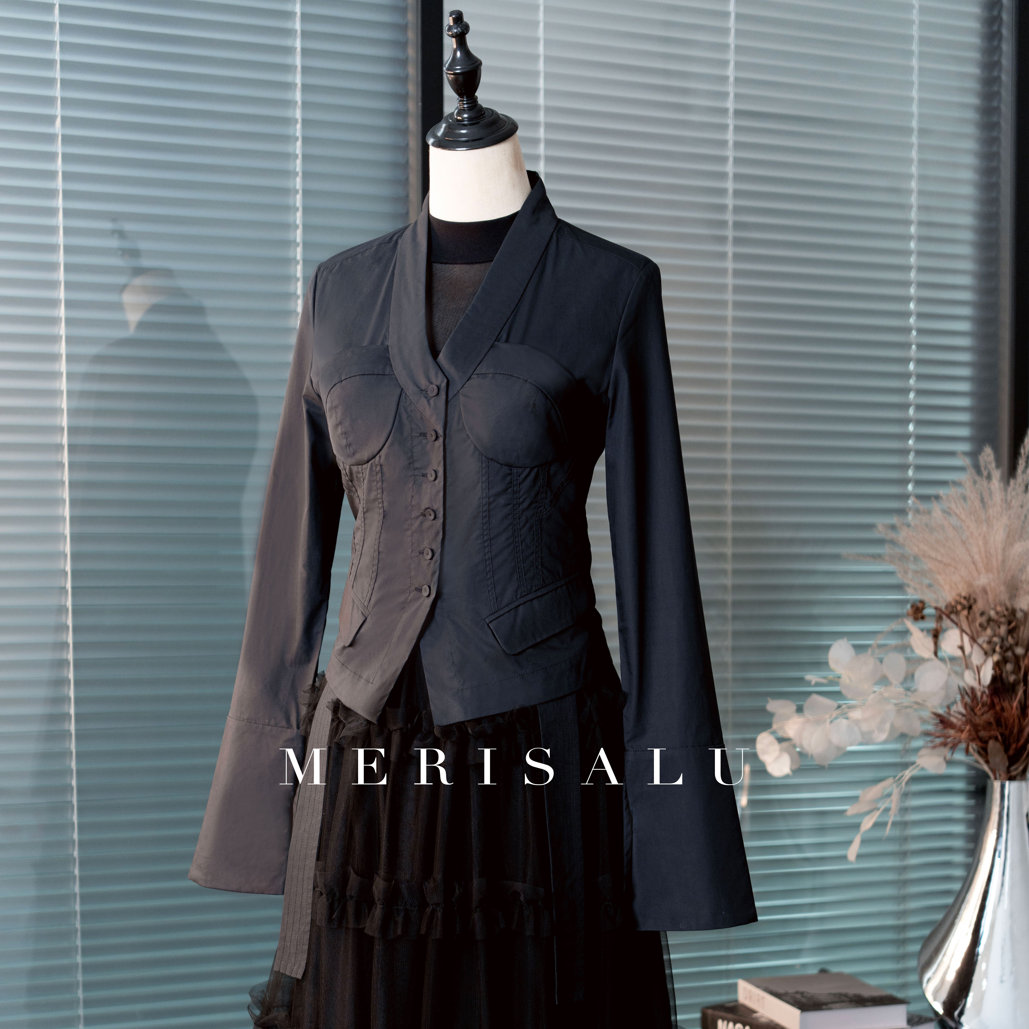 MERISALU【CHEN STUDIO】鱼骨正云-纯手工上衣多片式显瘦鱼骨衬衣
