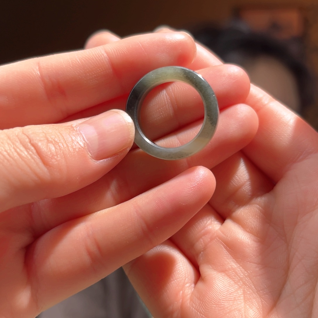 未镶嵌戒指和田玉青花戒圈16号80