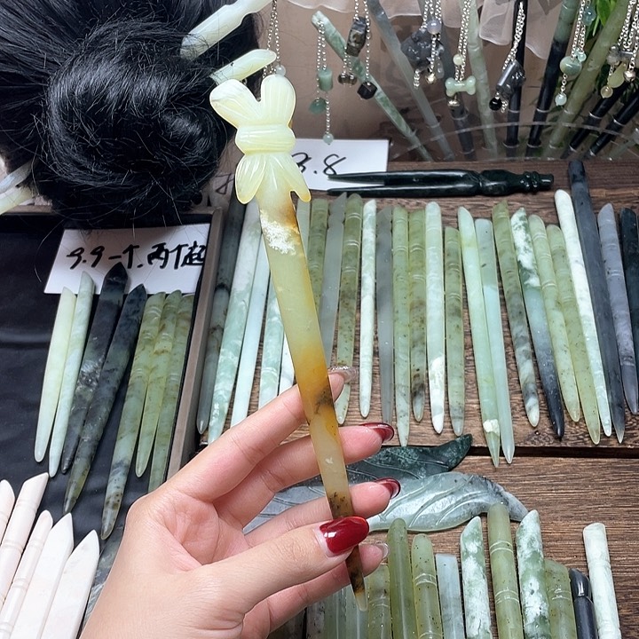 蛇纹石玉发饰合金