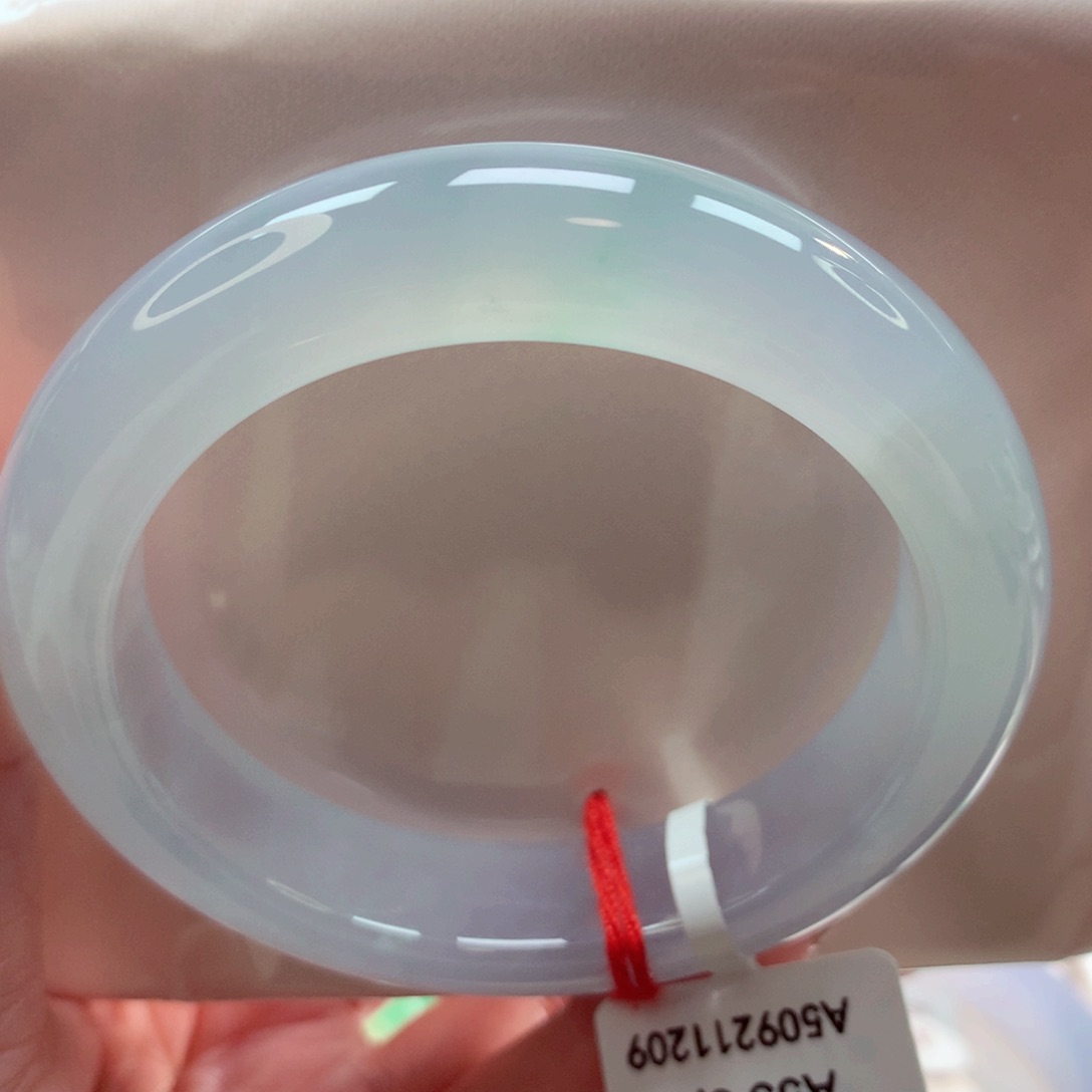 未镶嵌手镯翡翠53圈淡冰蓝 高货棉纹漏（13号）