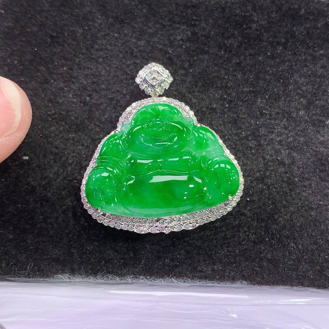 翡翠18K金镶嵌吊坠(赠链)