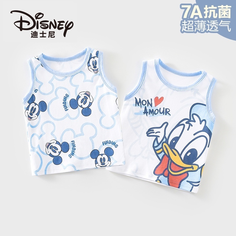 Disney/迪士尼纯棉背心宝宝外穿衣服夏季2026款无袖上衣卡通2件装