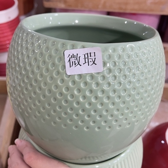 多肉绿植陶瓷花盆9.9包邮，有孔，微瑕随机