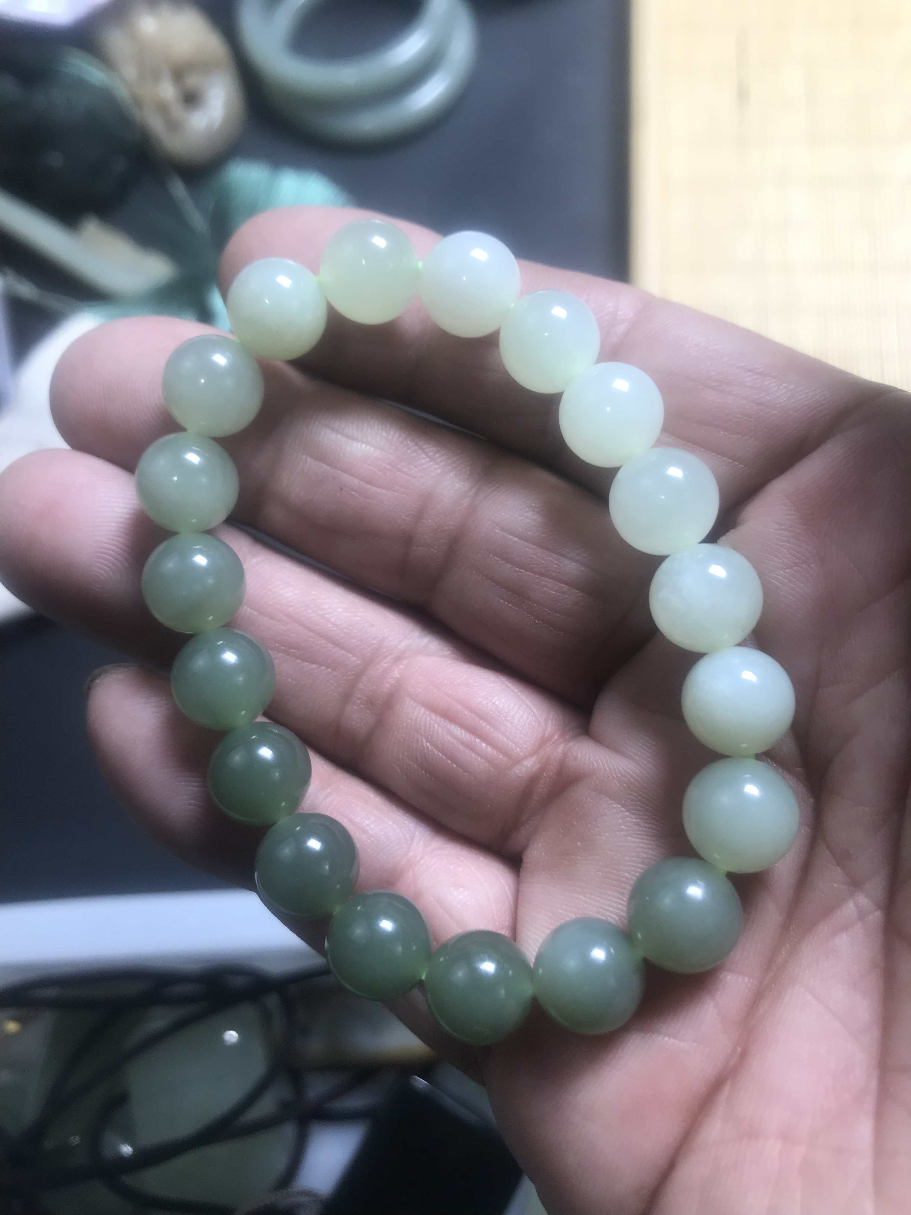 正品和田玉青海料手链