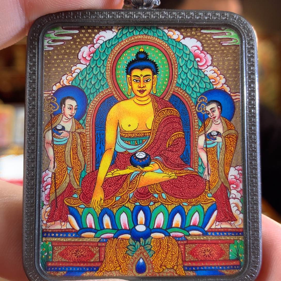 吊坠热贡纯手绘唐卡释迦摩尼