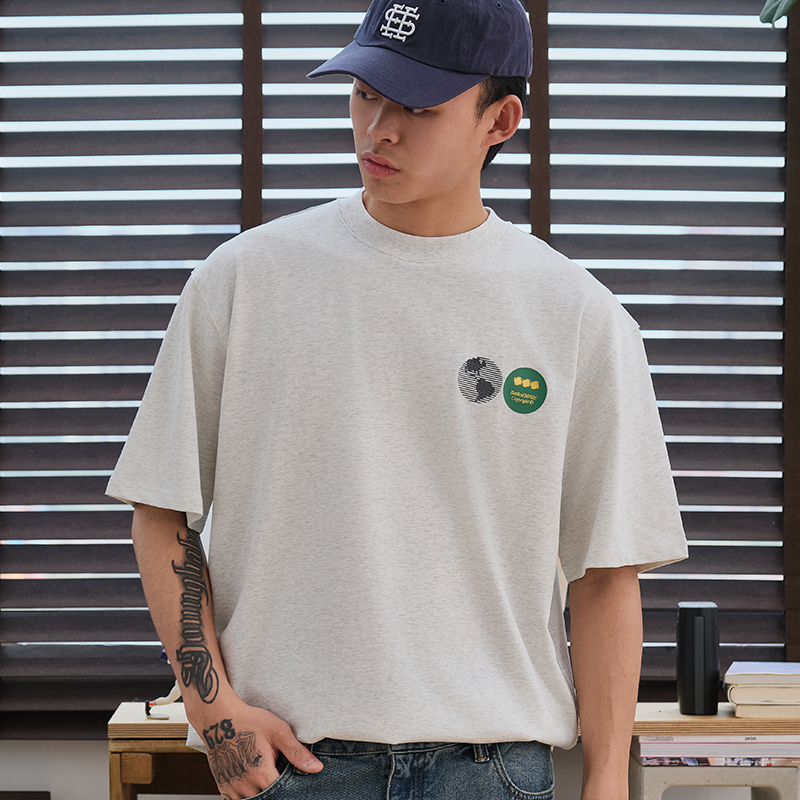 Battles 球形元素短袖T恤美式复古印花宽松纯棉T恤夏季休闲圆领