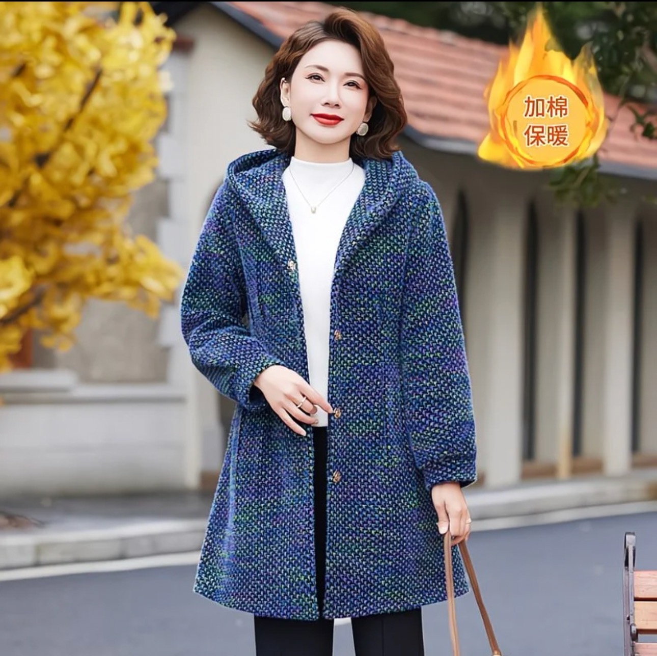 1577款妈妈冬装水貂绒加棉加厚毛呢外套