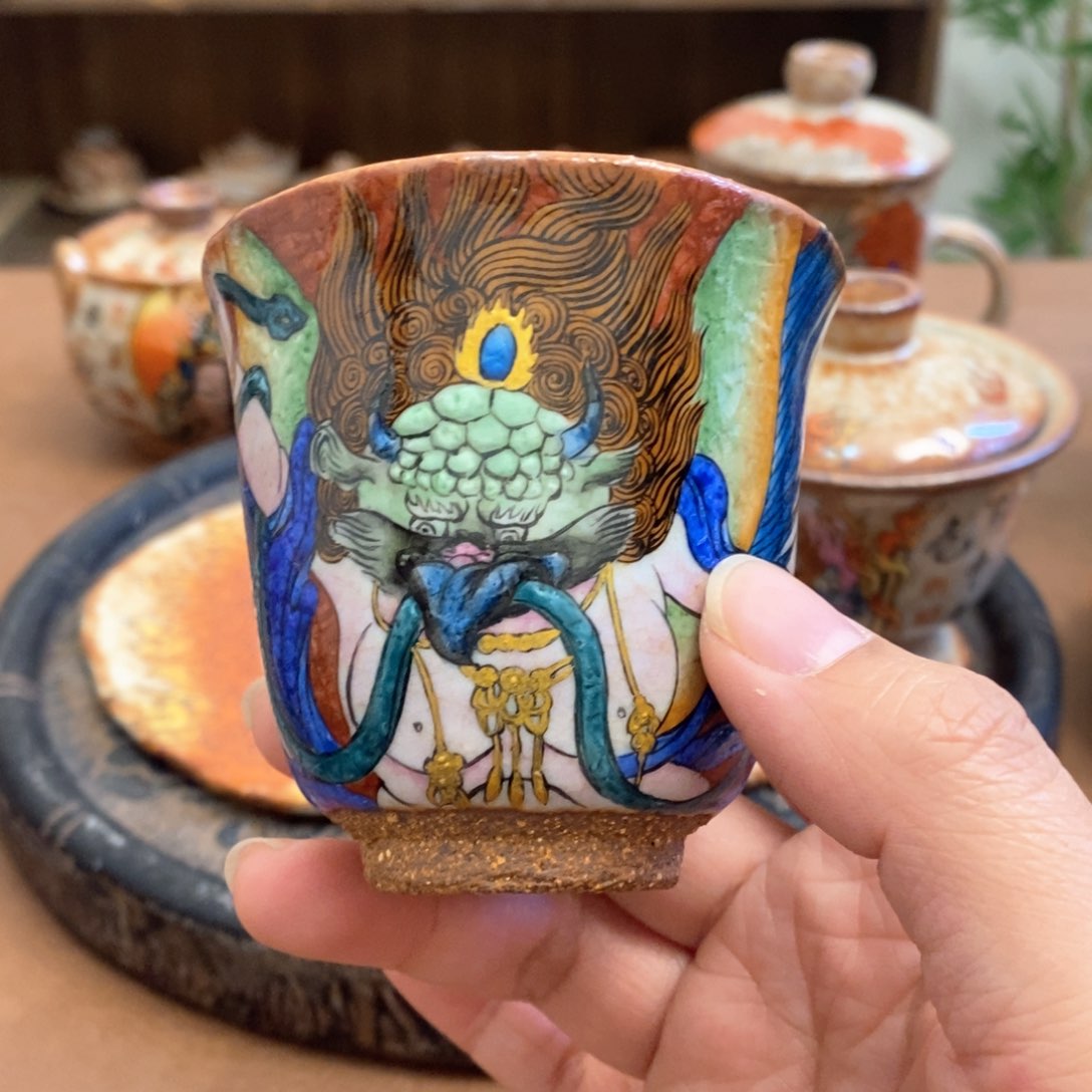 手工手绘大鹏鸟茶杯