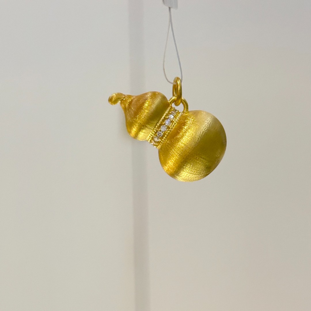 新年-Y【拉丝大葫芦点钻吊坠】--足金999精工55D（附加188/98）