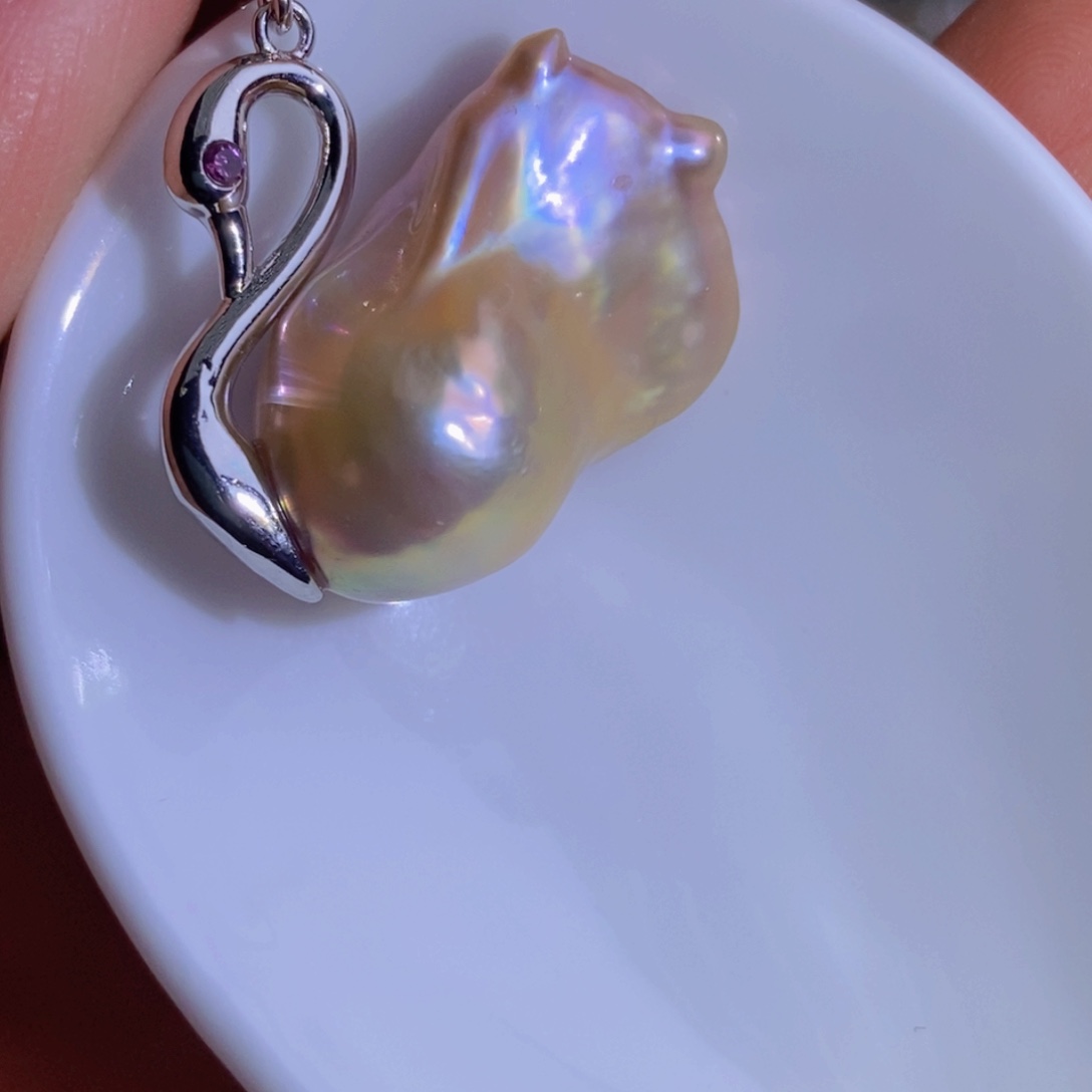 银S925镶嵌天然淡水珍珠淡水珍珠