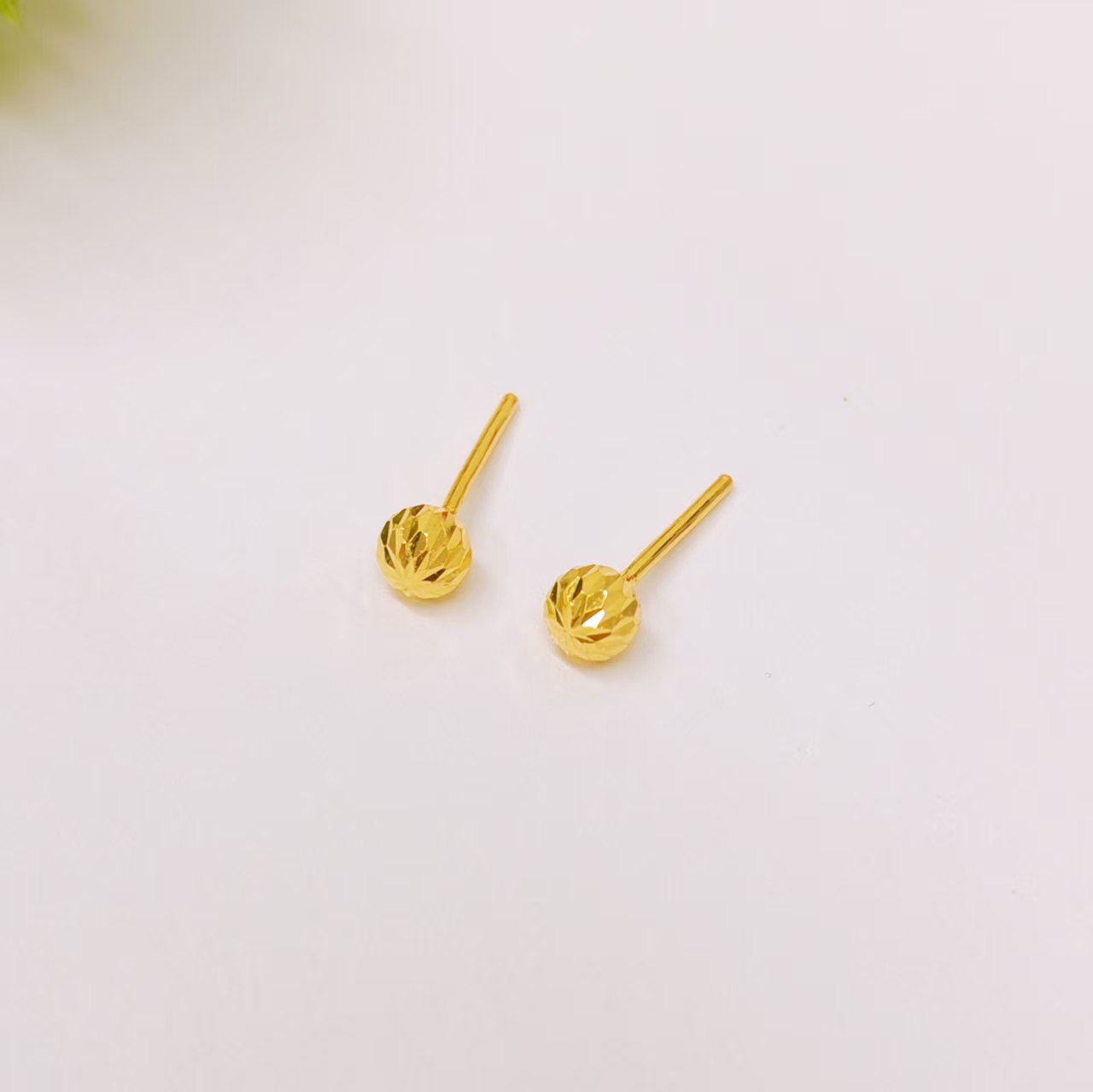【富远黄金】足金车花豆豆直针FYHR010615