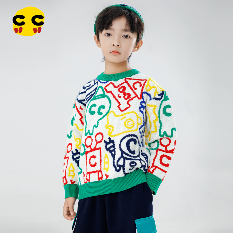 CLAN-C【圣诞小岛】休闲风女针织衫圣诞针织毛衣卡通男童上衣