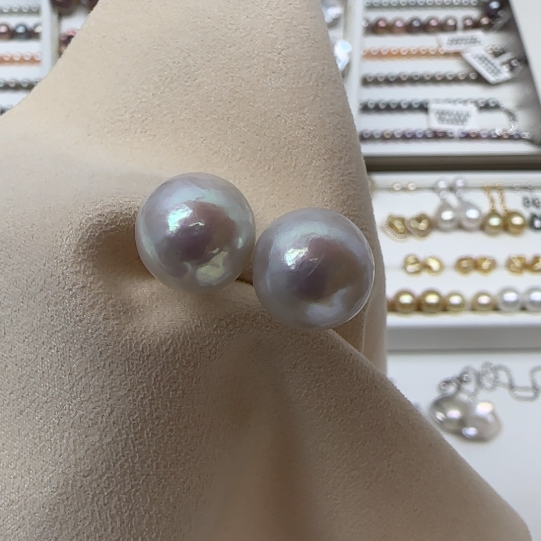 银S925镶嵌淡水珍珠耳饰