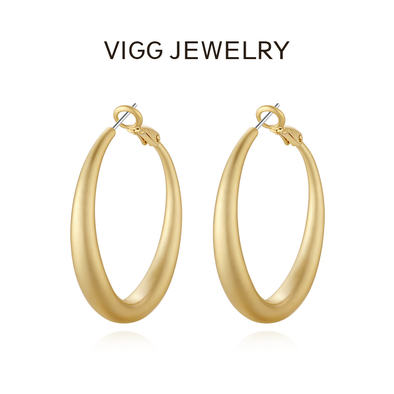 VIGG 铜合金耳饰 复古素圈耳环 时尚百搭简约气质