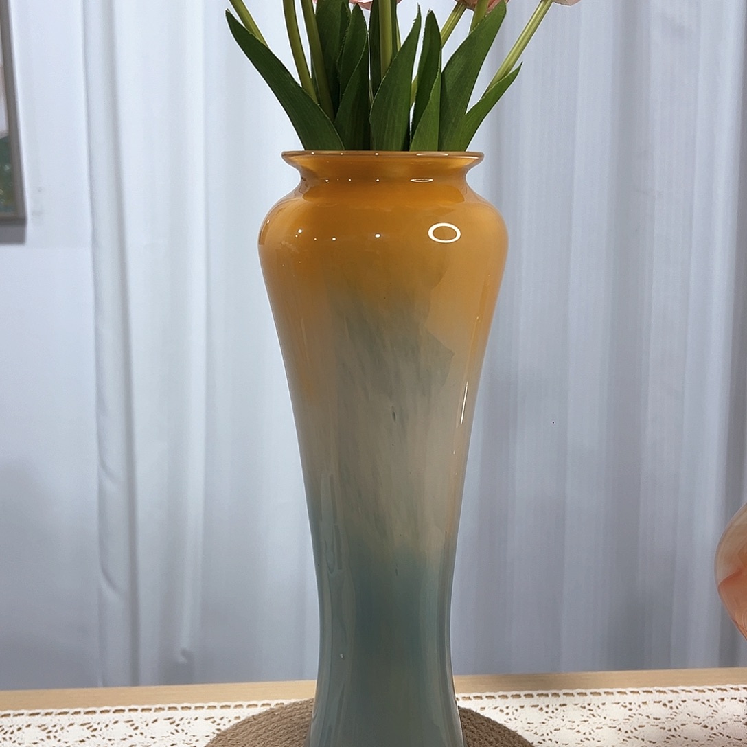 有机玻璃橙色配色手工琉璃花瓶单只