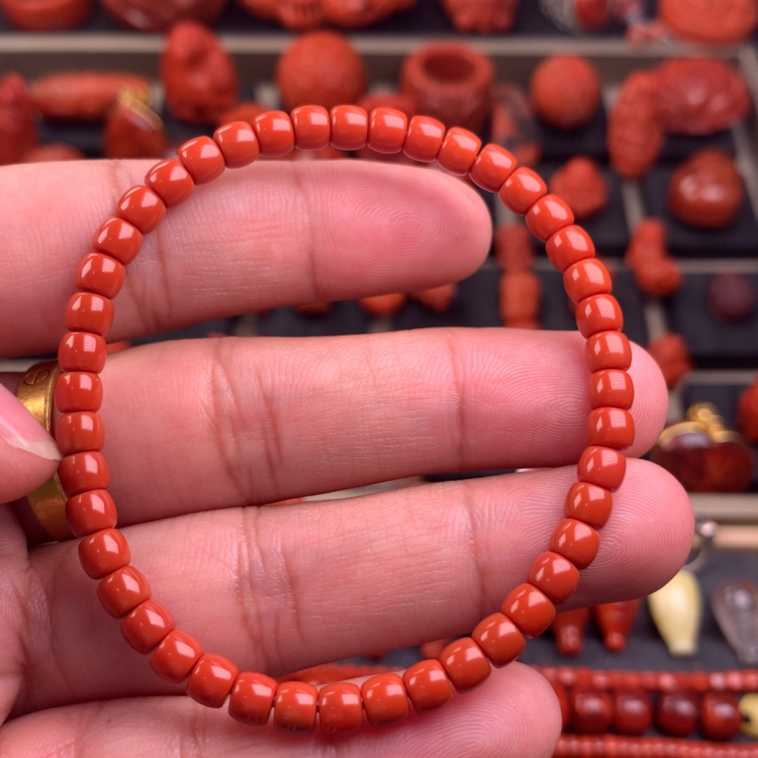 南红玛瑙精工直切手串4.8未镶嵌