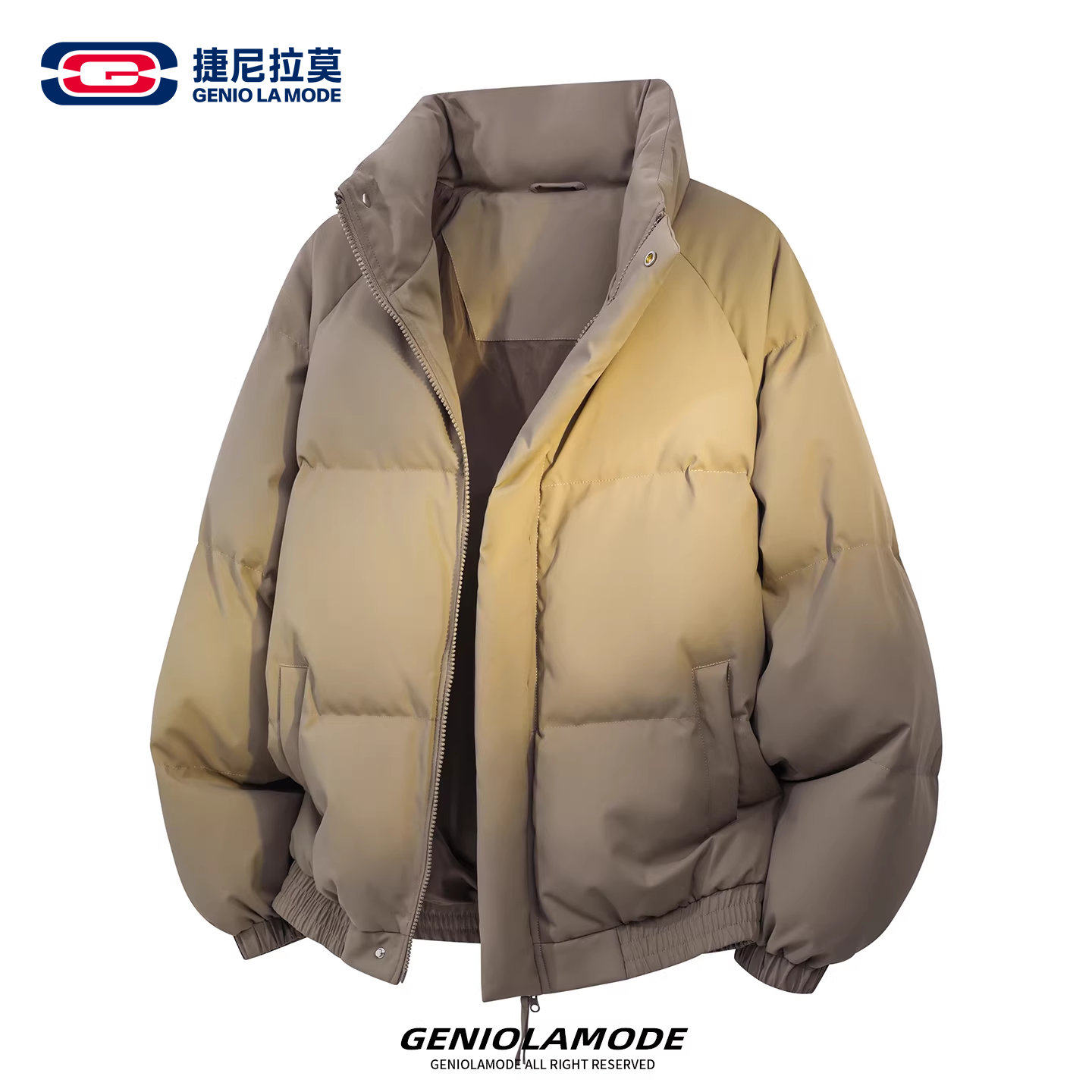 【敖瑞鹏代言】GENIOLAMODE美式休闲纯色立领棉衣冬季男士百搭外套
