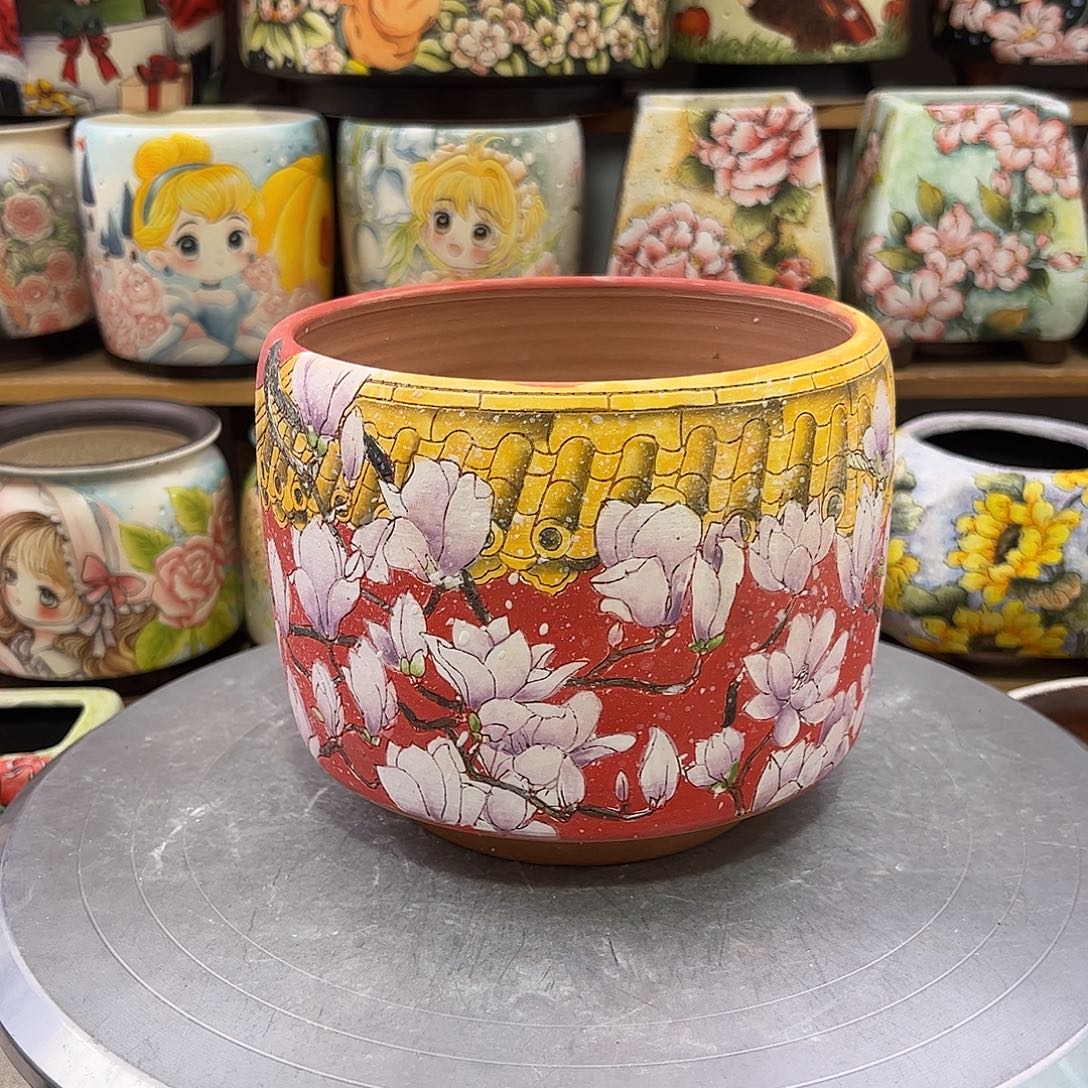 景德镇炫彩手绘口13.5高13