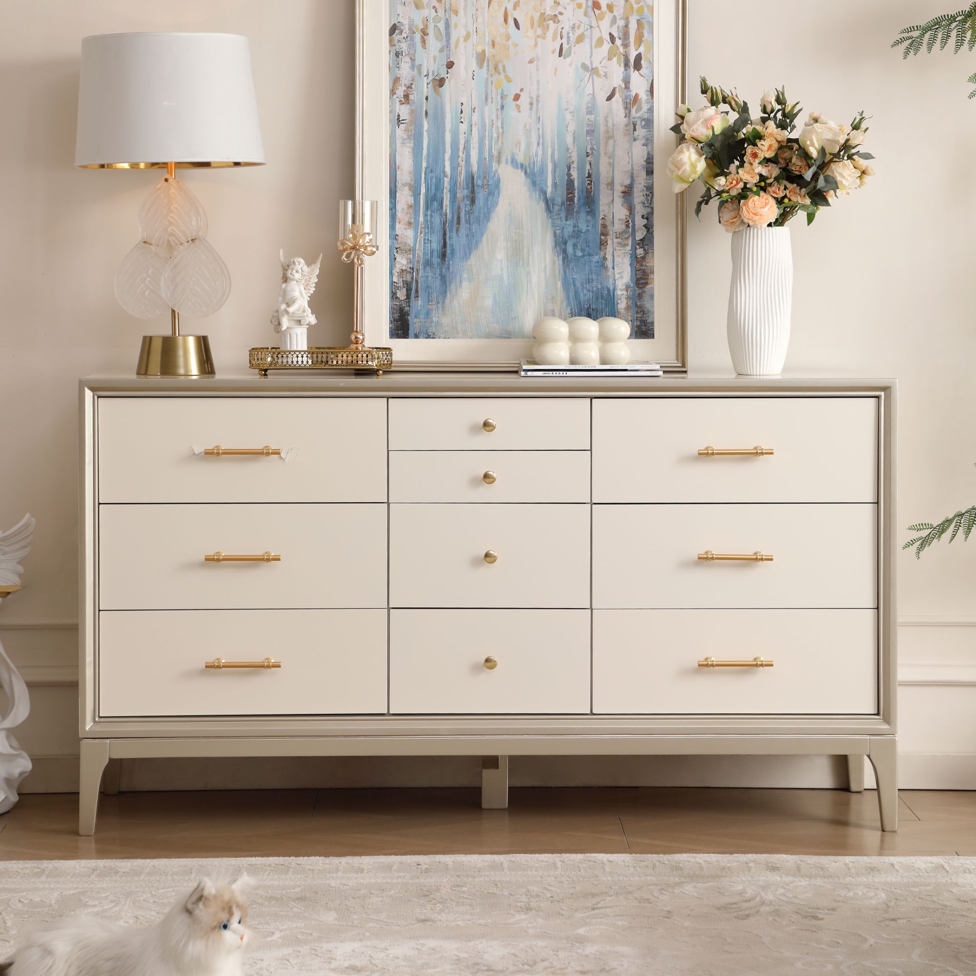 美式轻奢实木贵玄关柜现代简约十斗柜客厅现代法式储物柜